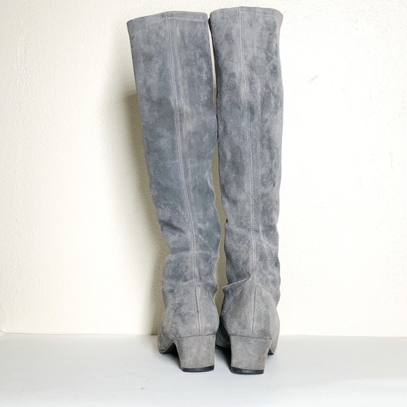 Stuart Weitzman The Milla 60 Boots 6 Gray Suede Stretch Under The Knee Length - Picture 2 of 9
